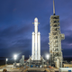 The Falcon Heavy on its launch pad.